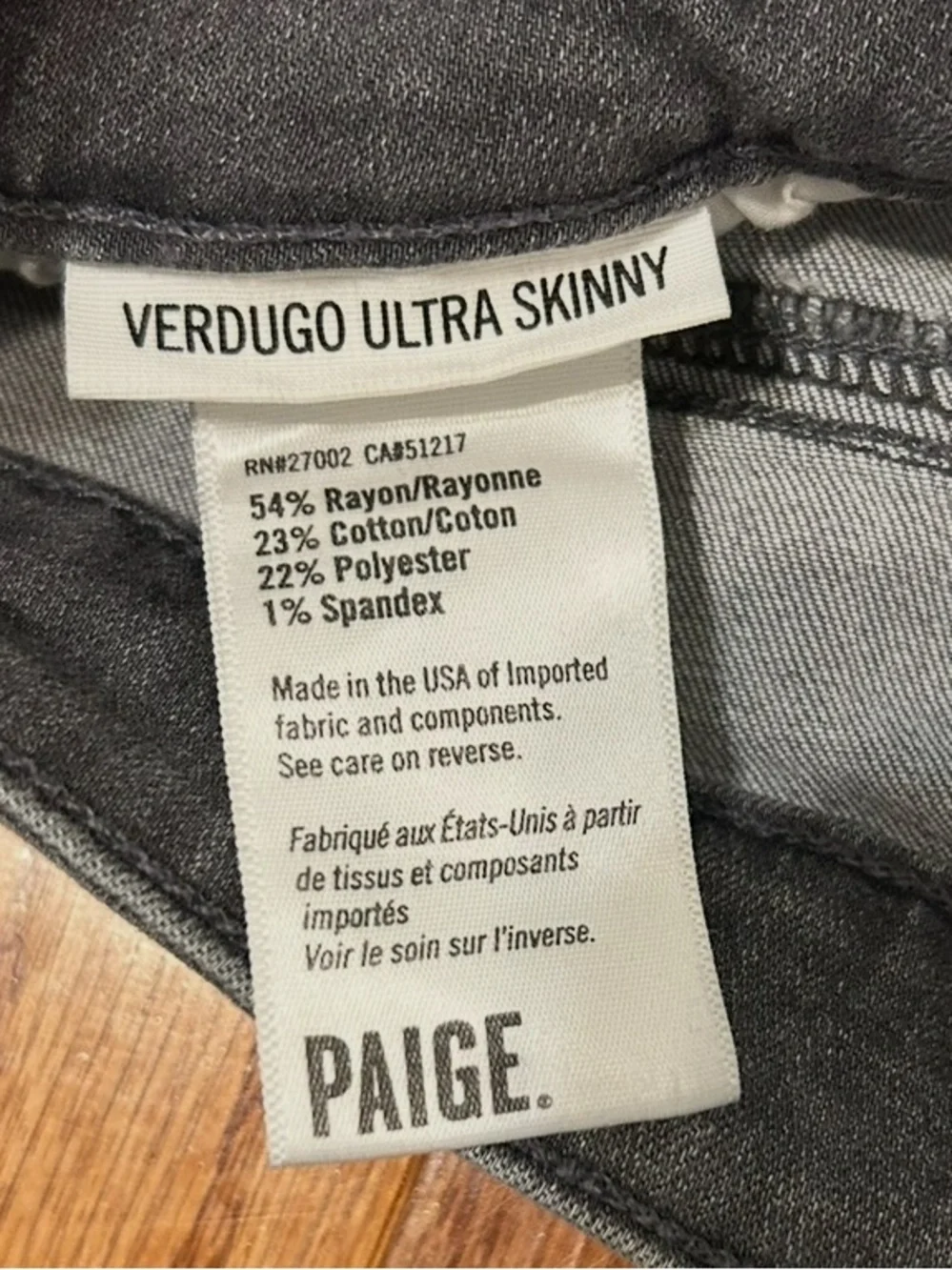 PAIGE Verdugo Gray Skinny Jeans Women's Size 30 Premium Designer Stretch Denim